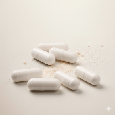 Probiotic supplement capsules — VYB super greens powder includes pre- and probiotics plus digestive enzymes for gut health and bloating support