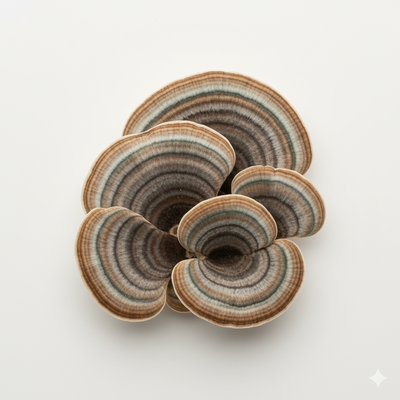 Reishi mushroom caps — VYB super powder includes functional mushrooms like lion's mane, cordyceps, and turkey tail