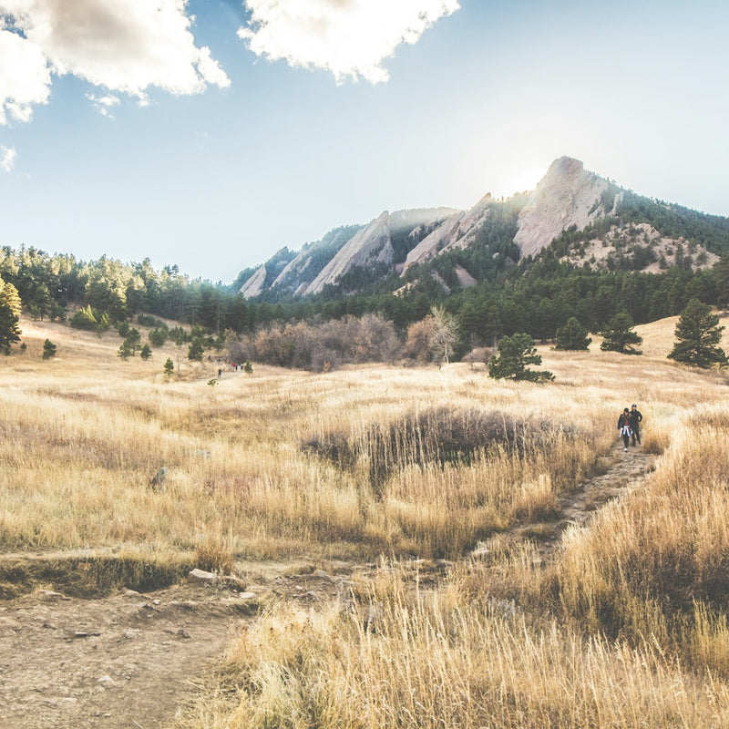 Chautauqua trail with the Flatirons in Boulder Colorado